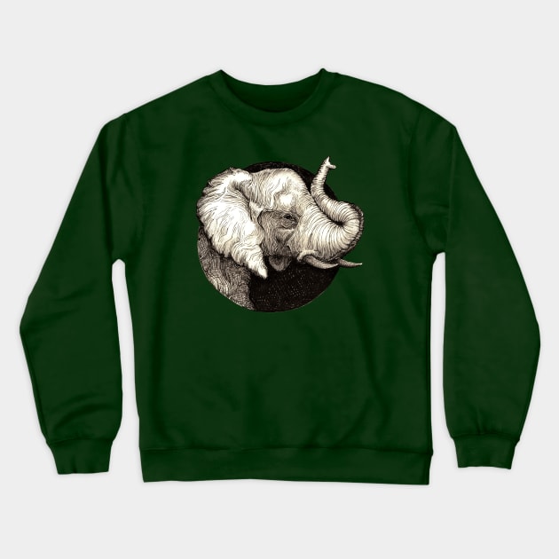 Elephant - Trunk Up, Good Luck! Crewneck Sweatshirt by dotsofpaint